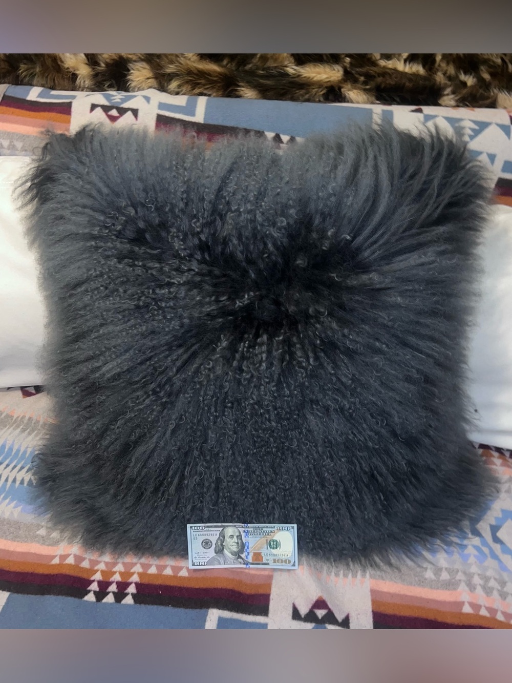 Real Fur Gray Sheepskin Accent Pillow